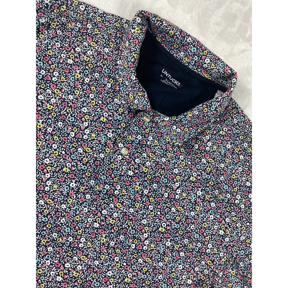 NWOT UNTUCKit Golf Polo Shirt Men Sz XL Floral Print 100% Pima‎ Cotton Golf